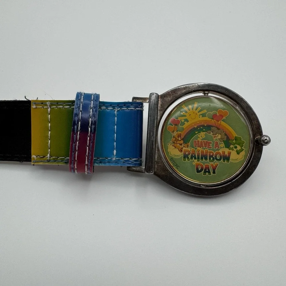 Vintage 2003 Y2K Care Bears Flip Buckle & Belt Rainbow Day Youth Kids Size S/M